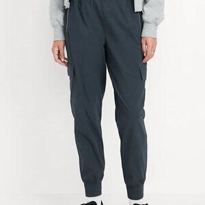 High-Waisted SleekTech Cargo Joggers Navy - Size M